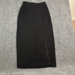 Vtg En Francais by Huey Waltzer‎ Sz 18 Black Maxi Skirt Front Slit Career Formal